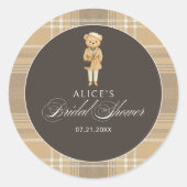 Elegant Beer Navy blauw Baby shower Ronde Sticker (Voorkant)