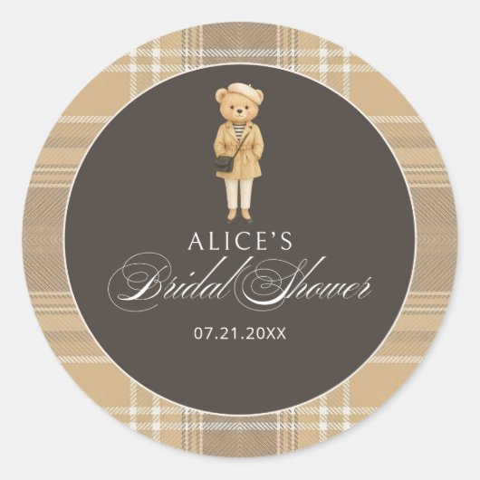 Elegant Beer Navy blauw Baby shower Ronde Sticker (Voorkant)
