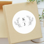 Elegant Beginletter Bloem Motief Bruiloft Ronde Sticker