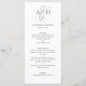 Elegant Beginnende Script Monogram Klassiek Huweli Menu (Voorkant)