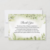 Elegant begrafenis groen gedenkteken dank u kaart (Voorkant)