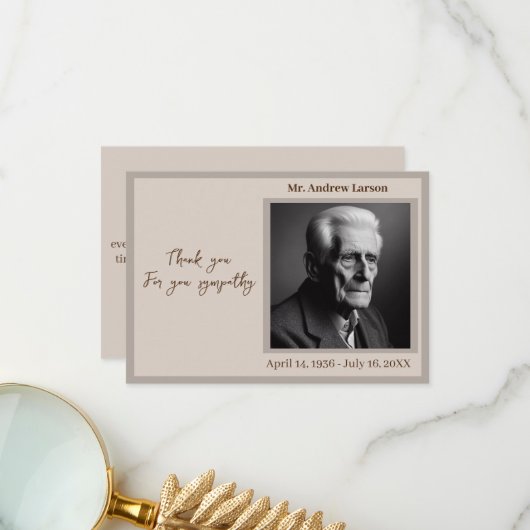 Elegant begrafenismonument van familie bedankkaart (Voorkant / Achterkant in situ)