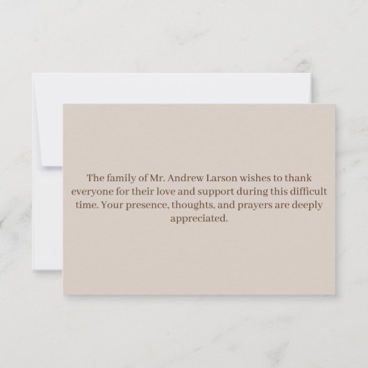 Elegant begrafenismonument van familie bedankkaart (Achterkant)