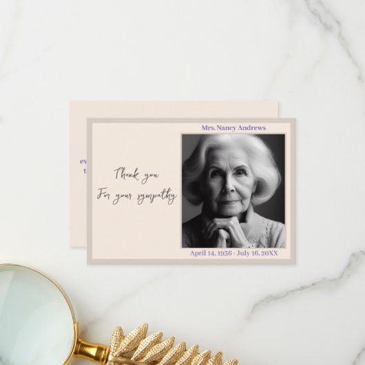 Elegant begrafenismonument van familie bedankkaart (Voorkant / Achterkant in situ)