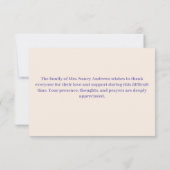 Elegant begrafenismonument van familie bedankkaart (Achterkant)