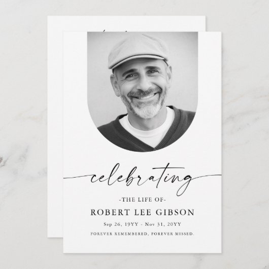 Elegant begrafenismonument viering van het leven programmakaart (Voorkant / Achterkant)