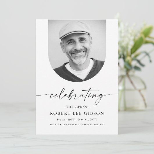 Elegant begrafenismonument viering van het leven programmakaart (Staand voorkant)