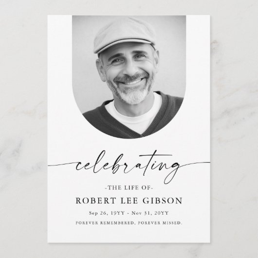 Elegant begrafenismonument viering van het leven programmakaart (Voorkant)