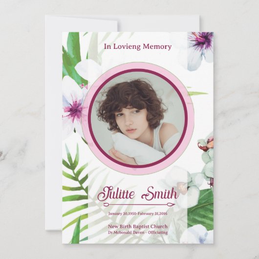 Elegant begrafenisprogramma Kaart Sjabloon (Voorkant)