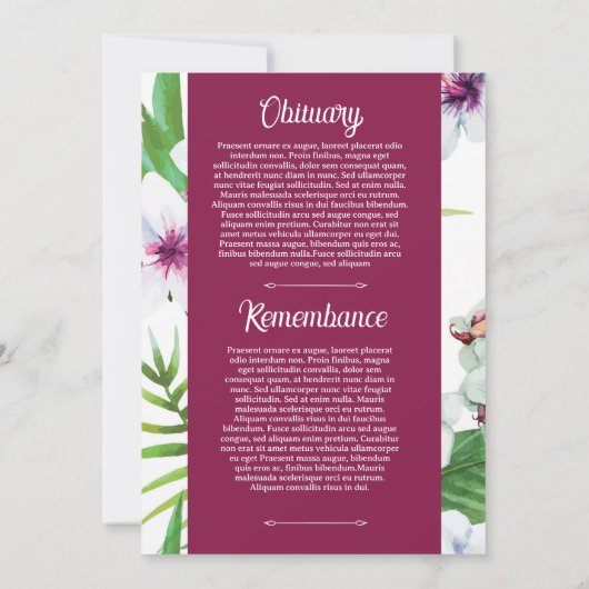 Elegant begrafenisprogramma Kaart Sjabloon (Achterkant)