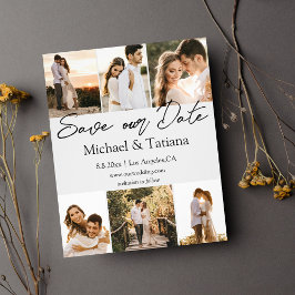 elegant behalve datum 6 foto's collage bruiloft flyer