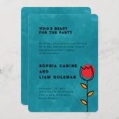 Elegant Beide Ouders Namen | Pacific Blau Huwelijk Kaart (Voorkant / Achterkant)