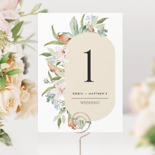 Elegant Beige, Aardse Bloesems Trouwtafel Nummer