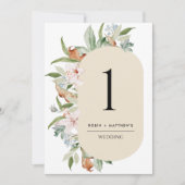 Elegant Beige, Aardse Bloesems Trouwtafel Nummer (Voorkant)