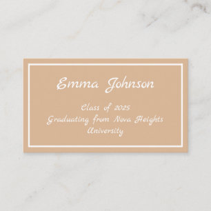 Elegant Beige Afstuderen 2025 Celebration Kaart Visitekaartje