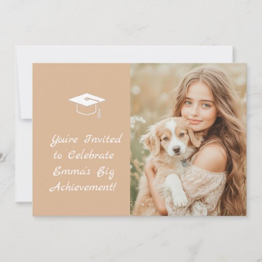 Elegant Beige Afstuderen uitnodiging (Voorkant)