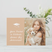 Elegant Beige Afstuderen uitnodiging (Staand voorkant)
