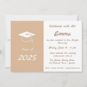 Elegant Beige Afstuderen uitnodiging (Achterkant)