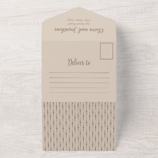 Elegant Beige Alle in één bruiloft Uitnodiging (Buitenkant)