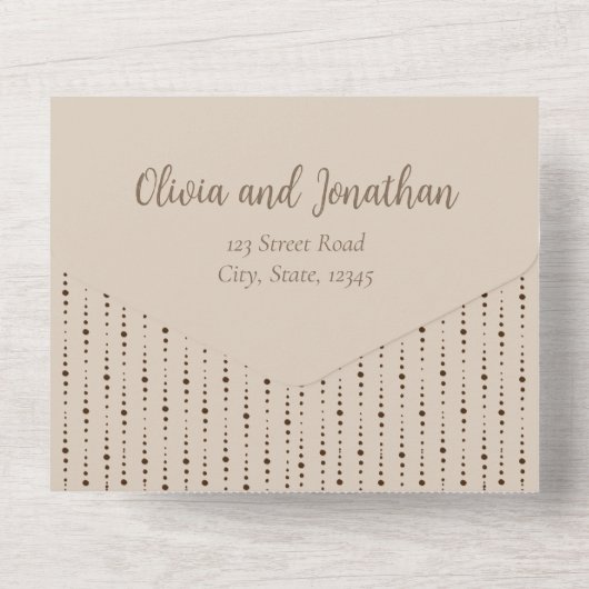 Elegant Beige  Alle in één bruiloft Uitnodiging (Achterkant)