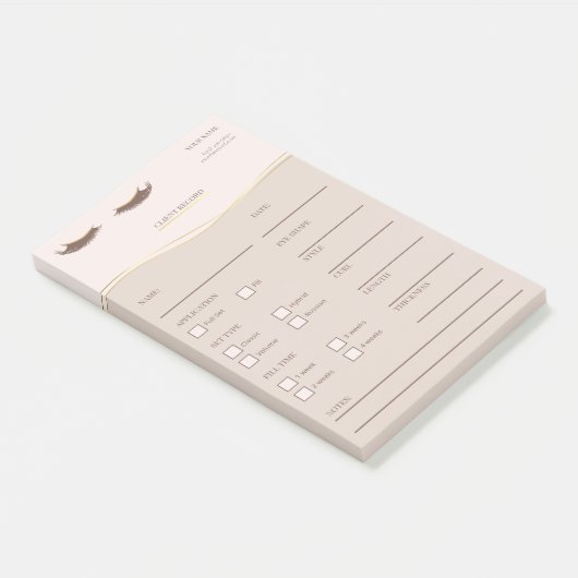 Elegant beige and gold Lash Client Post-it® Notes (Schuin)