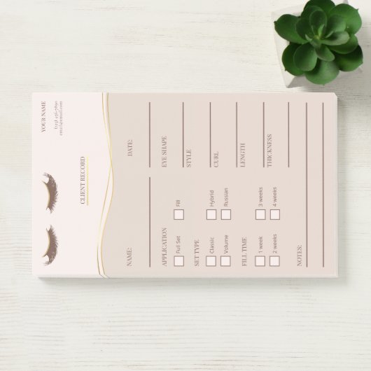 Elegant beige and gold Lash Client  Post-it® Notes (Kantoor)