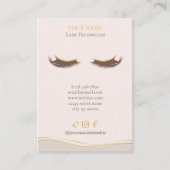 Elegant Beige and gold Lash Client Record Form Visitekaartje (Voorkant)