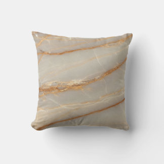 Elegant Beige and Gold Marble Pattern Throw Pillow Kussen