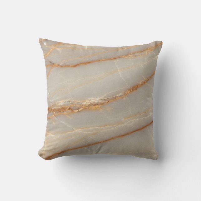 Elegant Beige and Gold Marble Pattern Throw Pillow Kussen (Voorkant)