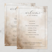 Elegant Beige Aquarel Huwelijksceremonie Programma Programmakaart (Voorkant / Achterkant)