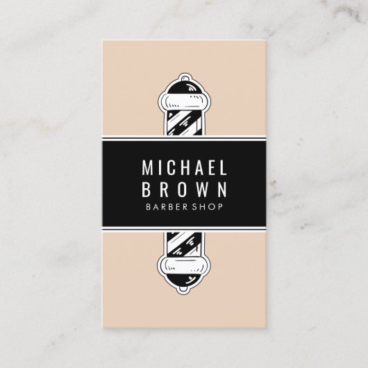 Elegant Beige Barber shop Pole Visitekaartje (Voorkant)