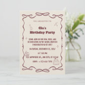 "Elegant Beige Birthday Party Invite" Kaart (Staand voorkant)