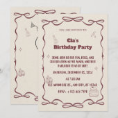 "Elegant Beige Birthday Party Invite" Kaart (Voorkant / Achterkant)