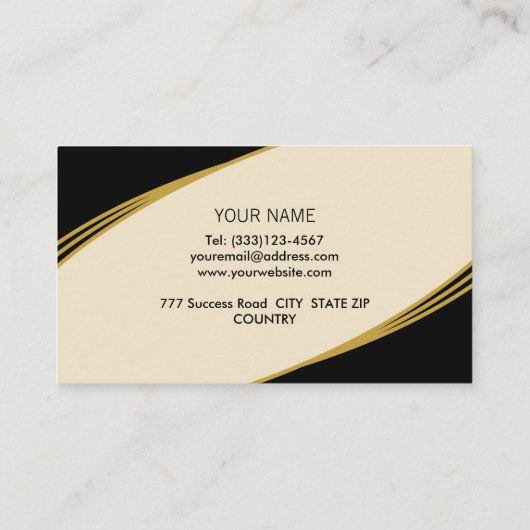 Elegant Beige, Black & Golden Visitekaartje (Achterkant)