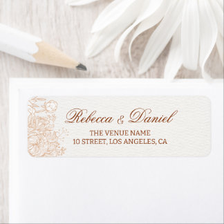 Elegant Beige Bloem Retouradreslabel Minimaal  Etiket