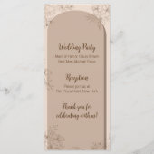 Elegant Beige Bloemendecoratie Bruiloft Programmakaart (Achterkant)