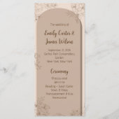 Elegant Beige Bloemendecoratie Bruiloft Programmakaart (Voorkant)