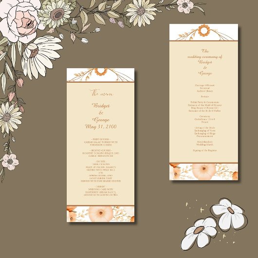 Elegant Beige Bloemenrand menu & programma