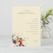 Elegant Beige Bloemig Huwelijksceremonieprogramma Programmakaart (Staand voorkant)