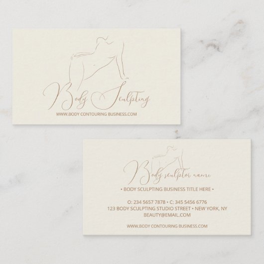 Elegant Beige Body sculpting contouring spa Visitekaartje (Voorkant / Achterkant)