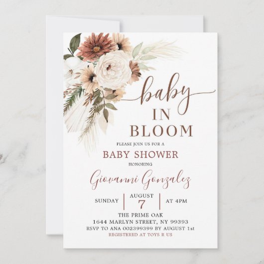 Elegant Beige Boho Baby in het Baby shower Bloom Kaart (Voorkant)