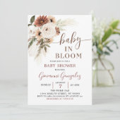 Elegant Beige Boho Baby in het Baby shower Bloom Kaart (Staand voorkant)