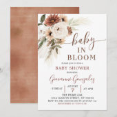 Elegant Beige Boho Baby in het Baby shower Bloom Kaart (Voorkant / Achterkant)