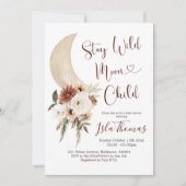 Elegant Beige Boho Moon Baby shower Uitnodiging (Voorkant)