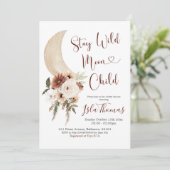 Elegant Beige Boho Moon Baby shower Uitnodiging (Staand voorkant)