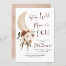 Elegant Beige Boho Moon Baby shower Uitnodiging