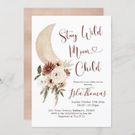Elegant Beige Boho Moon Baby shower Uitnodiging