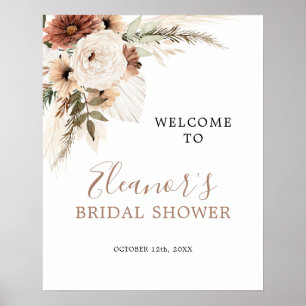 Elegant Beige Boho Pampagras Welkom Bord Poster