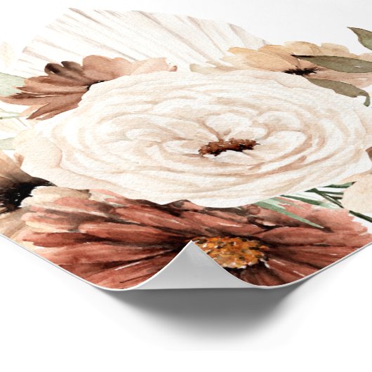 Elegant Beige Boho Pampas Gras Drank Bord Poster (Hoek)