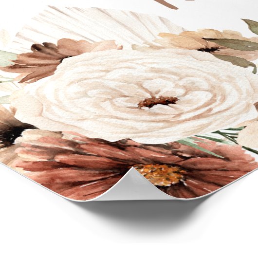 Elegant Beige Boho Pampas Gras Guestbook Handteken Poster (Hoek)